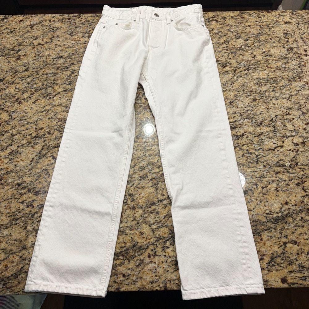 Zara Man White Denim Straight Leg Button Fly Jeans Size 29 ws